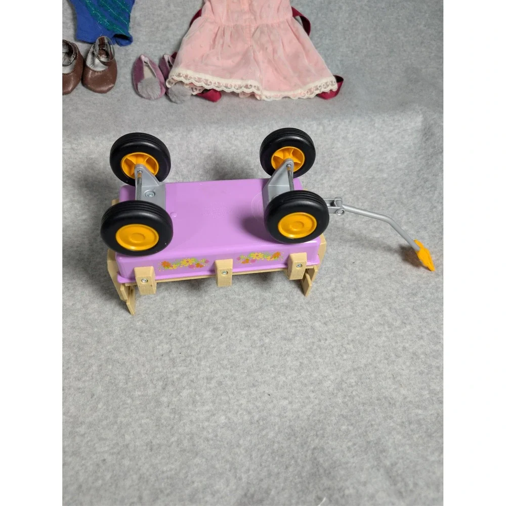 American Girl Doll Accessory Lot Purple Garden Wagon Pink Lace Dress Shoes